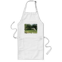 Grazing White Horse Long Apron