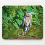 Great Blue Heron on a Log Mousepad