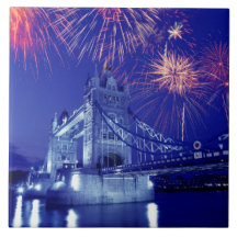Great Britain, London. Fireworks over the Tower Tiles