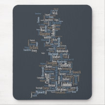Great Britain UK City Text Map Mouse Pads