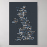 Great Britain UK City Text Map Poster