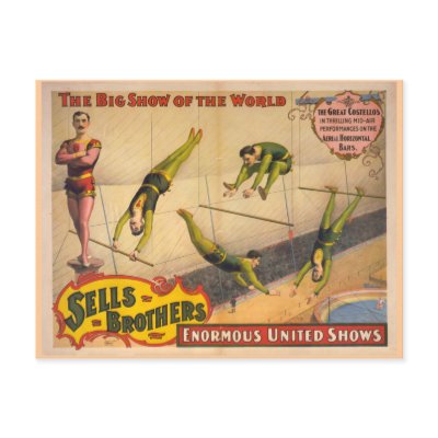 Great Costellos Trapeze Show Circus Poster Post Card by ZephyrusBooks