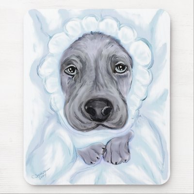 Great Dane Baby Blue Boy Mouse Mats by DanesRUs
