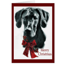 Great Dane Black Christmas Gifts Greeting Cards