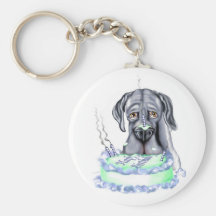 Great Dane Blue UC Birthday Cake Face Key Chain