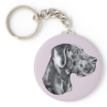 Great Dane Blue Uncropped Keychains