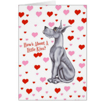 Great Dane Blue Valentine's Day Kiss Cards
