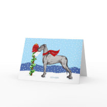 Great Dane Christmas Mail Black UC Greeting Card