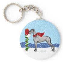 Great Dane Christmas Mail Black UC Keychains