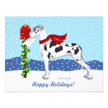Great Dane Christmas Mail Harlequin UC Personalized Announcement