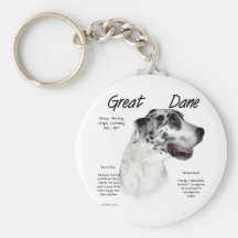 Great Dane (harlequin) History Design Key Chain