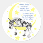 Great Dane HarlequinTwinkle Round Sticker