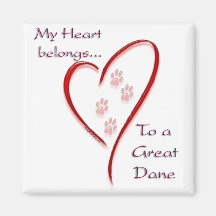 Great Dane Heart Belongs Fridge Magnets
