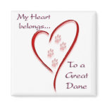 Great Dane Heart Belongs Fridge Magnets