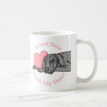 Great Dane Holds Heart Black UC Coffee Mugs