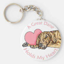 Great Dane Holds Heart Brindle UC Key Chain