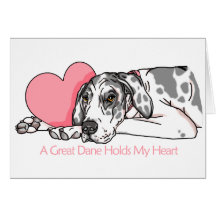 Great Dane Holds Heart Harlequin UC Card