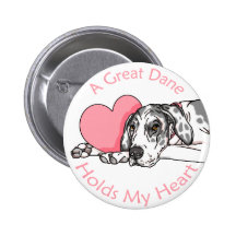 Great Dane Holds Heart Harlequin UC Pin