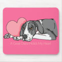 Great Dane Holds Heart Mantle UC mousepads