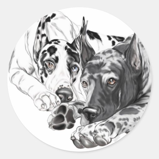 Great Dane Inseparable Round Sticker