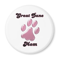 Great Dane Mum Pink Pawprint  - Magnet