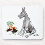 Great Dane Naughty Pup Black Mouse Pad
