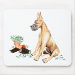 Great Dane Naughty Pup Fawn Mouse Pad