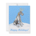 Great Dane Reindeer Christmas Black UC invitations