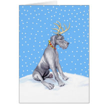 Great Dane Reindeer Christmas Blue UC Card