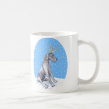 Great Dane Reindeer Christmas Blue UC Coffee Mug