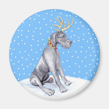 Great Dane Reindeer Christmas Blue UC Refrigerator Magnets