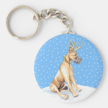Great Dane Reindeer Christmas Fawn Key Chain