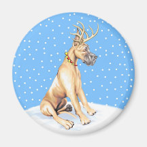 Great Dane Reindeer Christmas Fawn Magnets