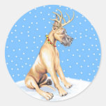 Great Dane Reindeer Christmas Fawn Sticker