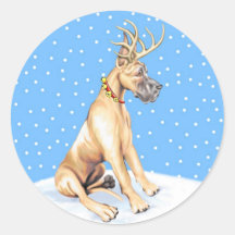 Great Dane Reindeer Christmas Fawn Sticker