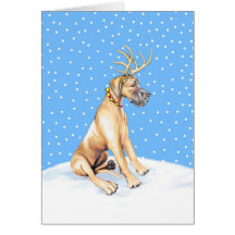 Great Dane Reindeer Christmas Fawn UC Cards