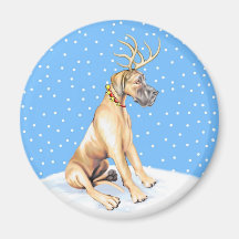 Great Dane Reindeer Christmas Fawn UC Magnets