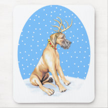 Great Dane Reindeer Christmas Fawn UC Mousepad