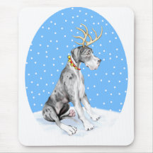 Great Dane Reindeer Christmas Merle UC Mouse Pads
