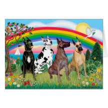 Great Danes (four) - Rainbow Bright Greeting Cards