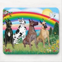 Great Danes (four) - Rainbow Bright Mouse Mat