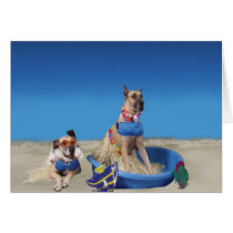 Great Danes  Girls at the Beach Greeting Card