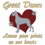 Great Danes Leave Paw Prints Embroidered Hooded Sweatshirt