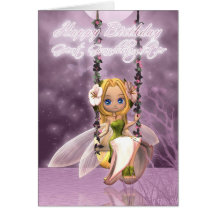 Great Granddaughter Happy Birthday cute fairy on f Greeting Cards