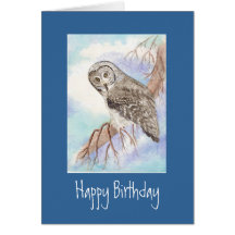 Great Grey Owl Birthday Card
