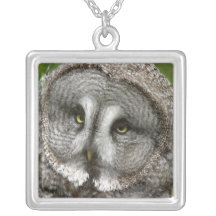 Great Grey Owl Sterling Silver Necklace
