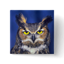 Great horned owl button