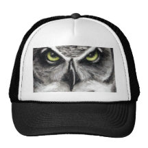 Great Horned Owl Tiger Owls Charcoal Drawing Hat