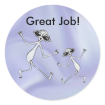 Great Job Jumping Aliens Round Stickers