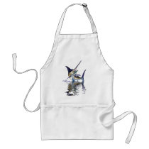 Great marlin with reflection in water aprons